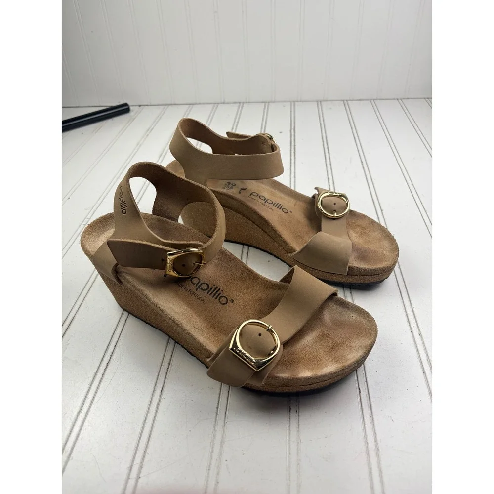 Papillio by Birkenstock Soley Nubuck Leather Wedge Sandals Women's Size 8-8.5